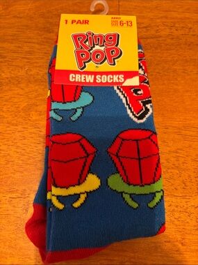 Ring Pop Adult Novelty Crew Socks 1 Pair Multicolor Fits Adult Shoe 6-13 New